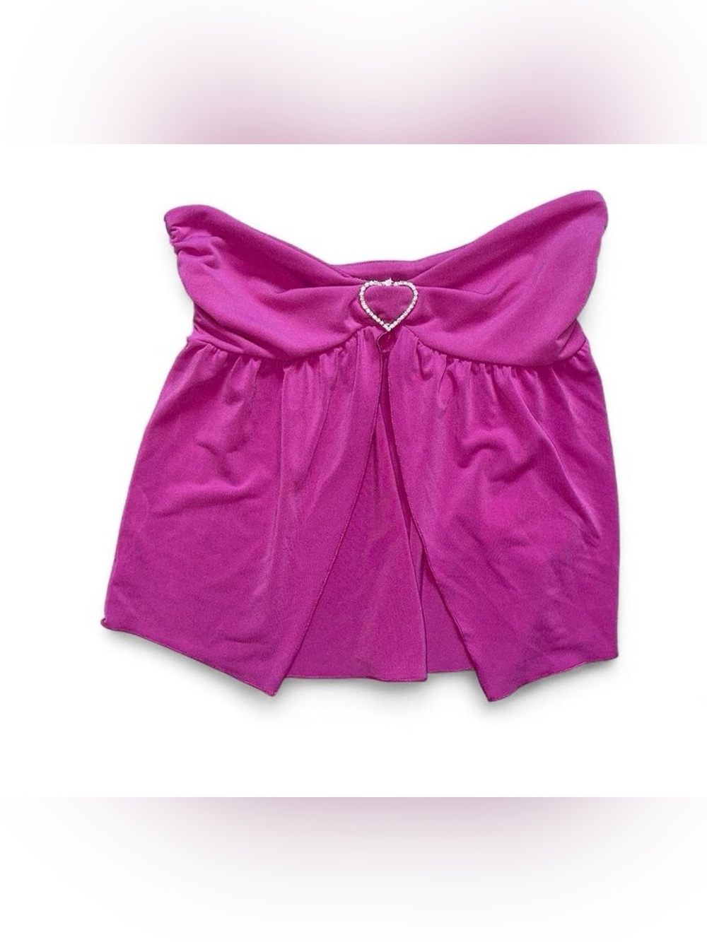 Kimchi Blue Pink top with rhinestone heart detail and open front slit Small NWOT